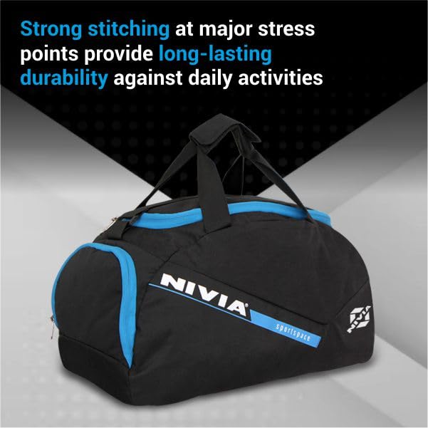 NIVIA Sportspace 2.0 Polyester Gym Bag, Unisex Gym Bags, Adjustable Shoulder Bag for Men, Duffle Gym Bags for Men, Sports Kit, Duffle Bags Travel,Capacity-18 litres - Image 3