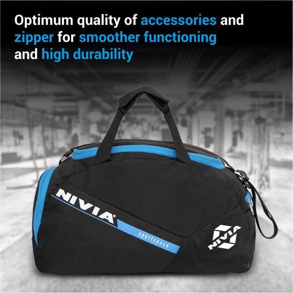 NIVIA Sportspace 2.0 Polyester Gym Bag, Unisex Gym Bags, Adjustable Shoulder Bag for Men, Duffle Gym Bags for Men, Sports Kit, Duffle Bags Travel,Capacity-18 litres - Image 5