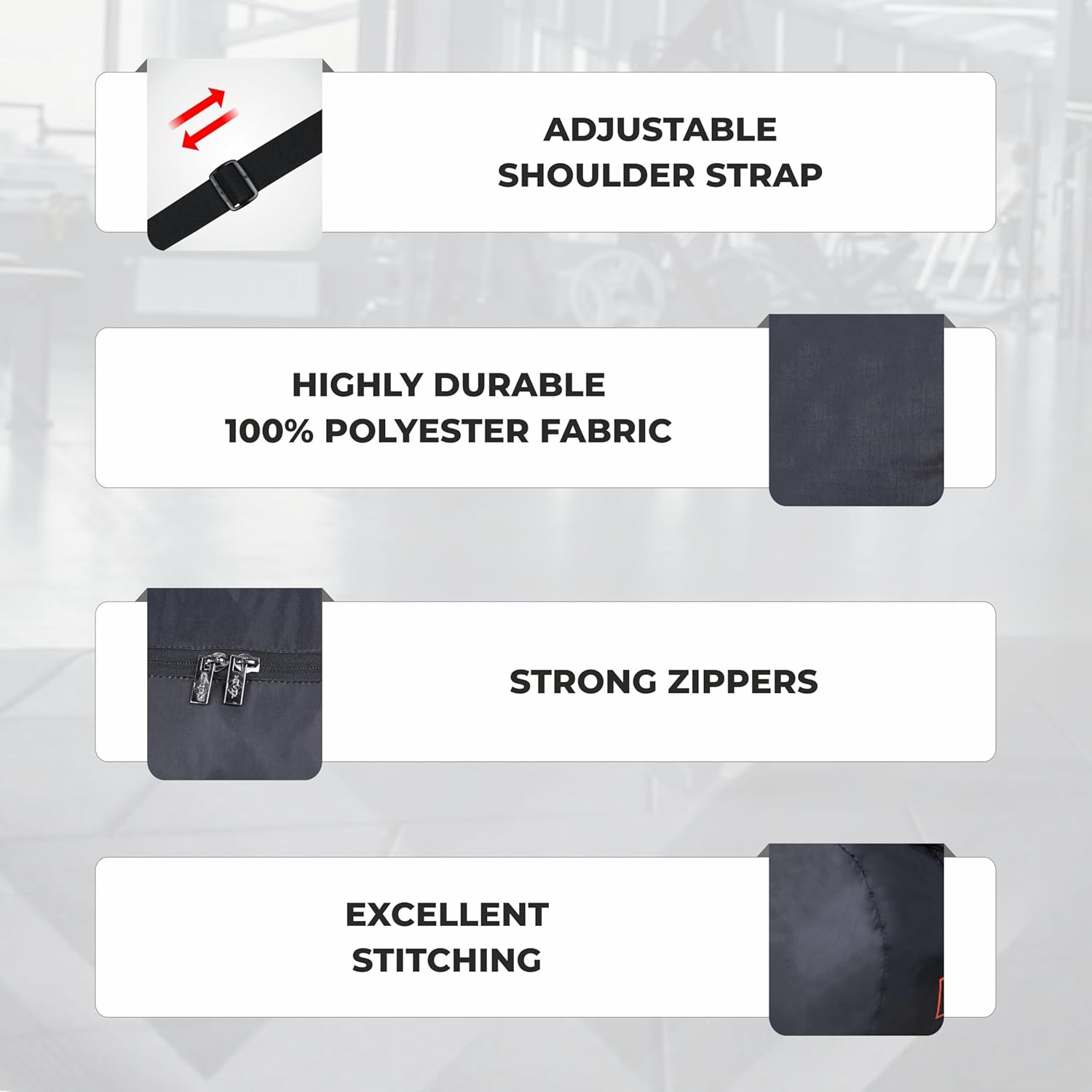 NIVIA Enfold-01 Round Bag Polyester, Unisex Gym Bags, Shoulder Bag with Separate Shoes Compartment, Carry Gym Accessories, Sports Kit (Black, Grey),Capacity-22 litres - Image 6