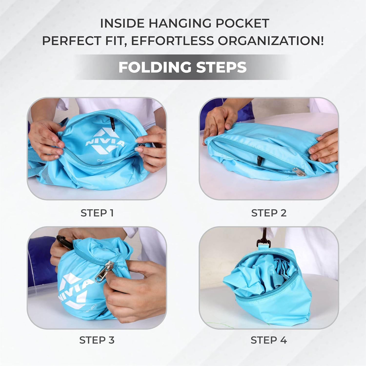 Nivia Deflate 2.0 Gym & Duffle Bag for Men & Women, Fitness & Sports Bag with Adjustable Shoulder Strap, Spacious Main Compartment, Ideal for Travel, Workout, Training (Sky Blue-Grey), Capacity-18L - Image 7