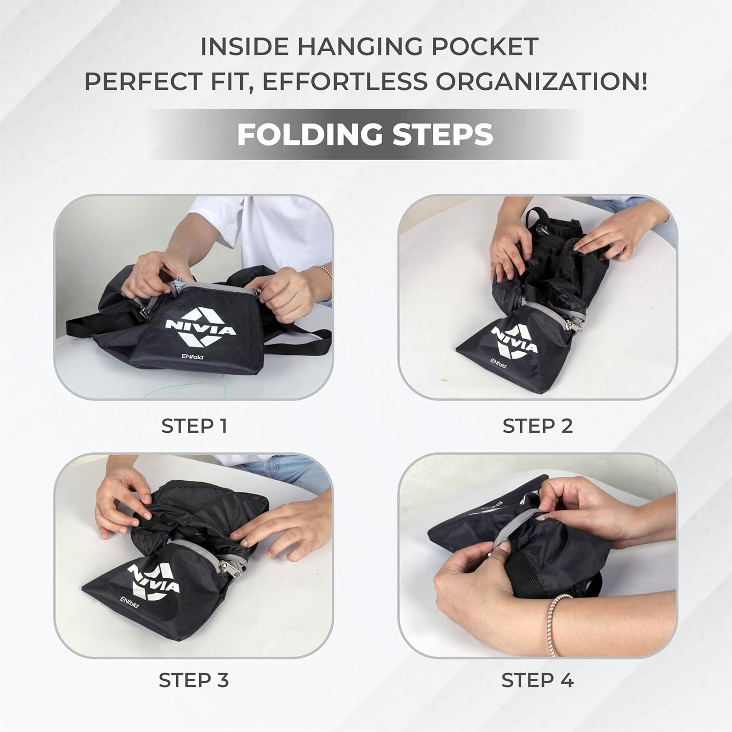 NIVIA Enfold-01 Round Bag Polyester, Unisex Gym Bags, Shoulder Bag with Separate Shoes Compartment, Carry Gym Accessories, Sports Kit (Black, Grey),Capacity-22 litres - Image 5