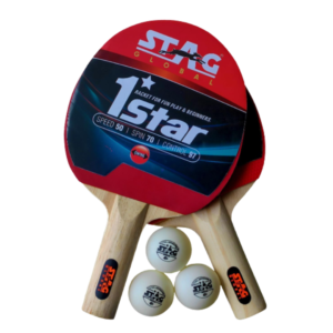 STAG GLOBAL 1 Star Table Tennis Playset 2 Rackets & 3 Balls Color: White / Orange (Based on availability)