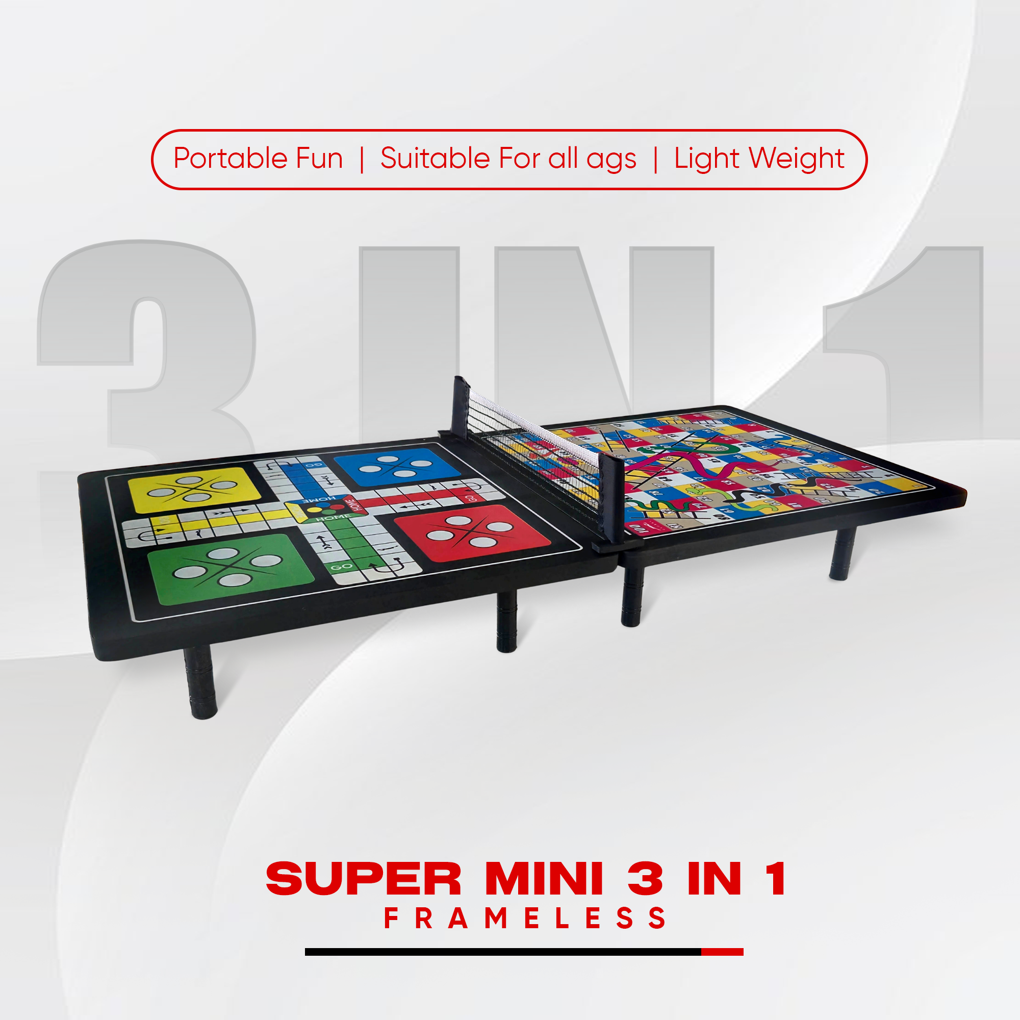 STAG GLOBAL (New Launch) Super Mini 3-in-1 Frameless Multi-Game Table | Space-Saving, Portable & Lightweight - Image 4