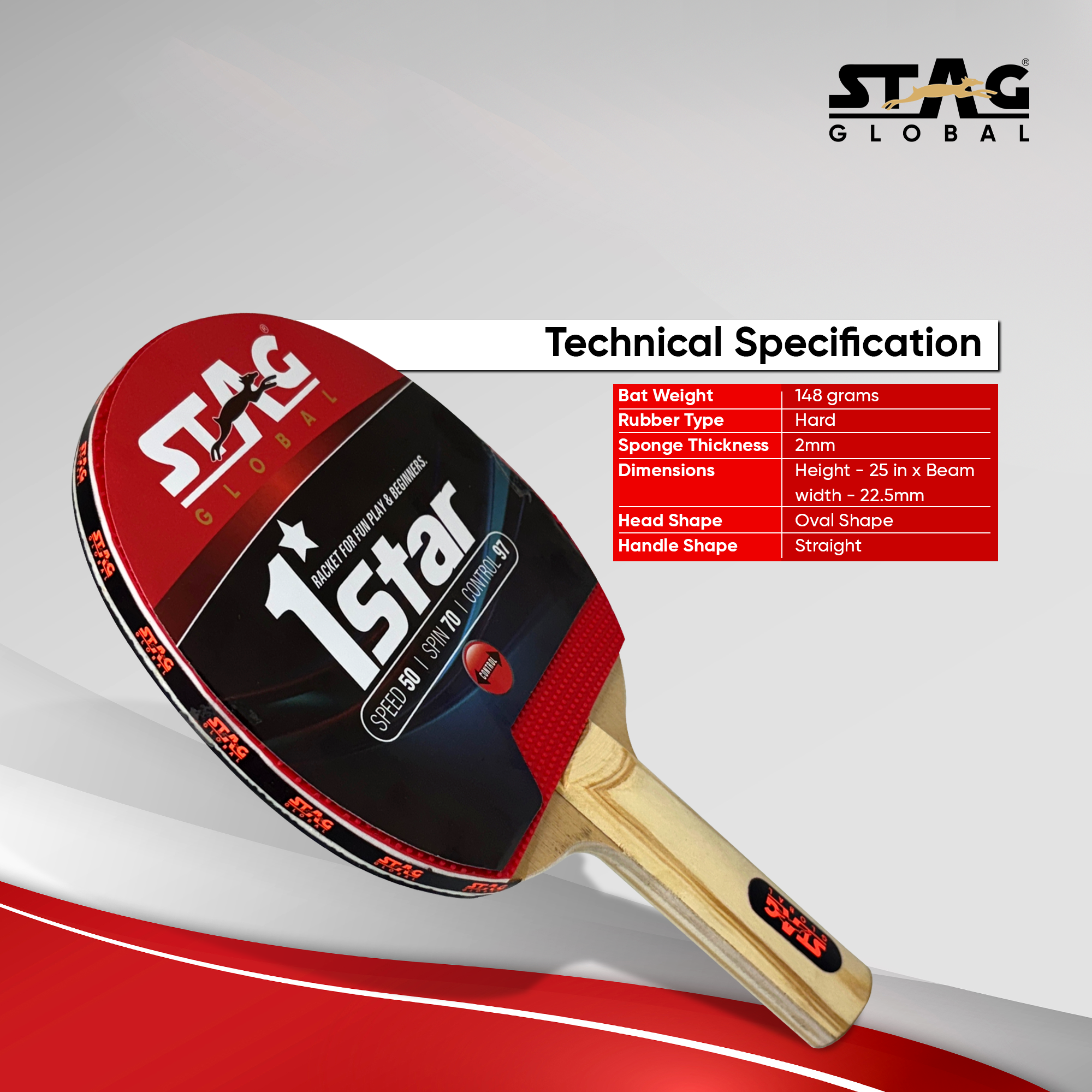 STAG GLOBAL Anywhere Everywhere Table Tennis Playset 2 Rackets & 3 Balls (Ball Colour - White) - Image 5