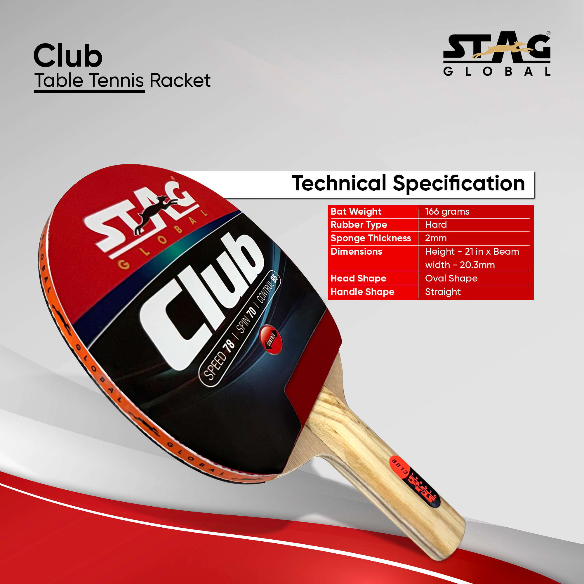 STAG GLOBAL Club Table Tennis Playset | 2 Racket, 3 Balls and 1 Cover | Portable And Lightweight - Image 4