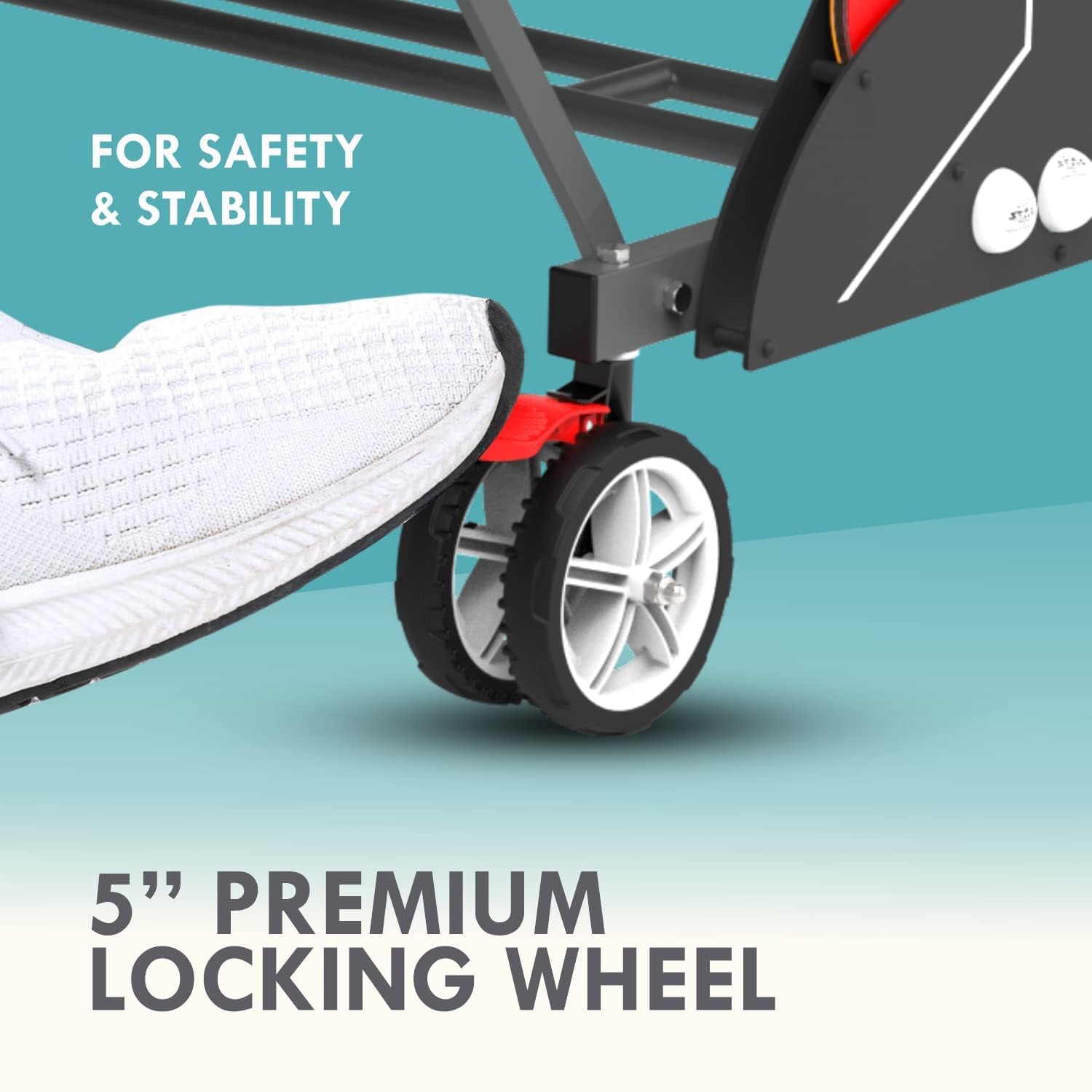 STAG GLOBAL Stealth Table Tennis (T.T) Table | 18mm Black Top Professional Table with 2 TT Rackets, 6 Balls, 1 Table Cover & Clamp Net - Image 9