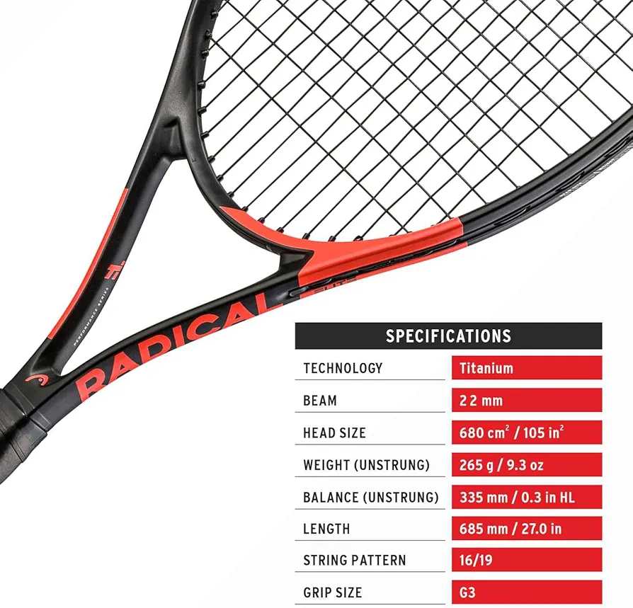 HEAD Ti. Radical Elite Tennis Racquet (Strung) - Image 3