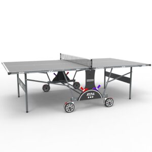 STAG GLOBAL Bali Outdoor Table Tennis Table | 4mm top Thickness with 2 TT Rackets | 6 Balls | 1 Table Cover & Clamp Net