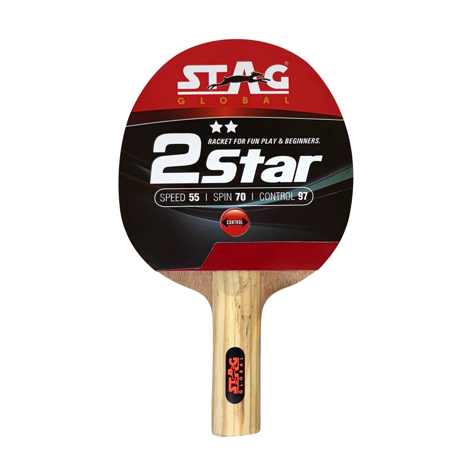 STAG GLOBAL 2 Star Table Tennis Racket | 190 Grams | Beginner | Ergonomic Handle & Grip | High Spin & Control