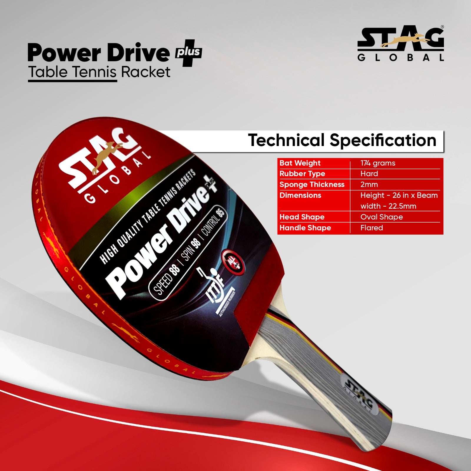 STAG GLOBAL Power Drive Table Tennis Racket – Perfect for Intermediate Players - Image 3