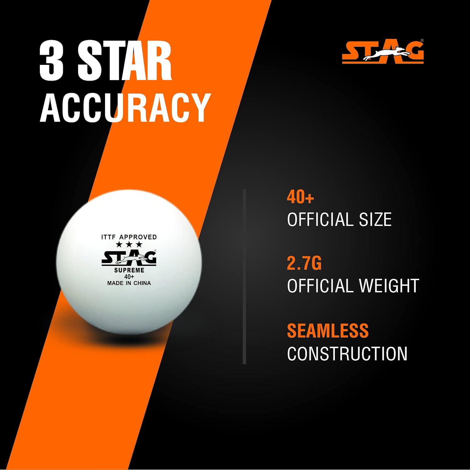 STAG GLOBAL 3 Star Supreme Table Tennis Ball | ITTF Approved, 40+ - Image 6