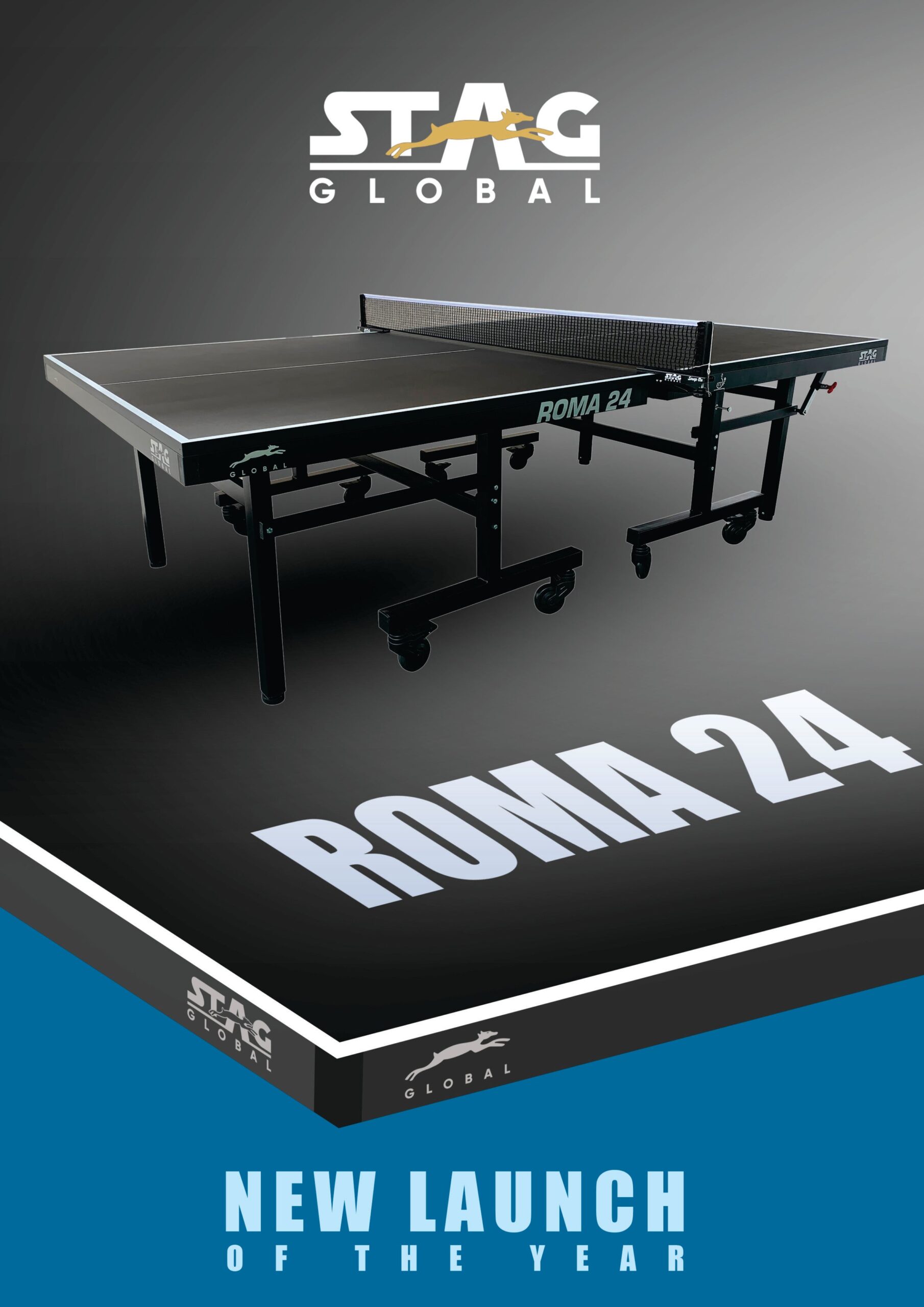 STAG GLOBAL Roma 24 Table Tennis Table | World Masters Championship Black TT Table | 2 TT Rackets, 6 Balls, Clamp Net And 1 Cover - Image 3